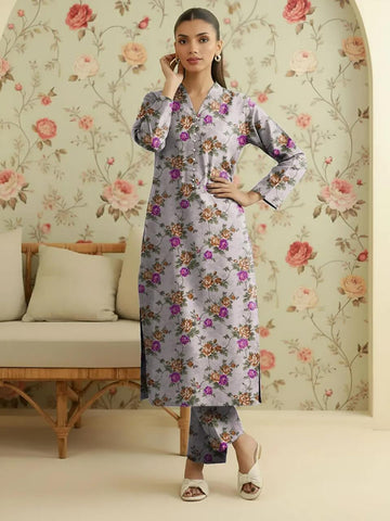 Lavender Floral Printed 2-Piece Suit | Rangrez