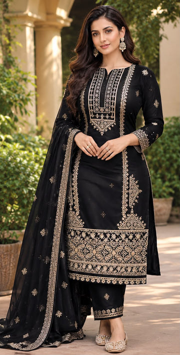 🖤 Black Embroidered Lawn 3-Piece Suit